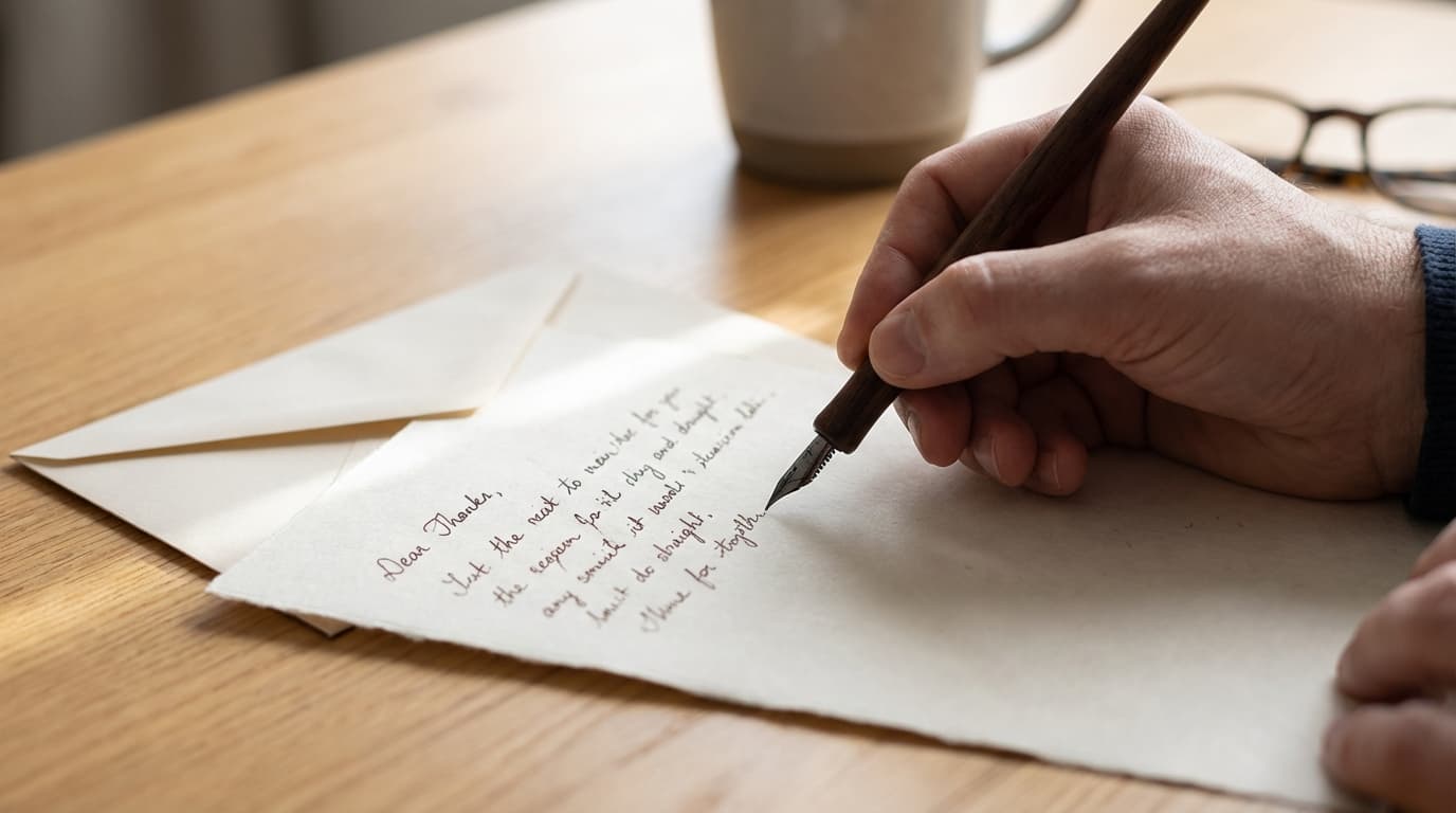 Pflegegeld rückwirkend Musterbrief — Hand schreibt formlosen Antrag auf Pflegegeld auf weißem Papier